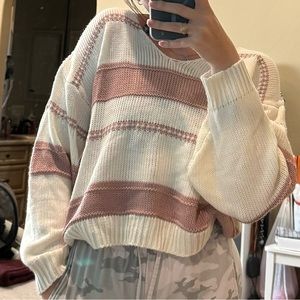 Pink and White Striped Sweater